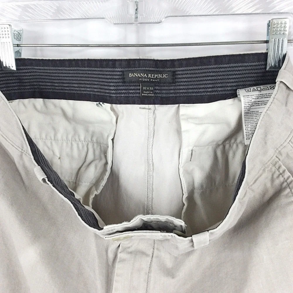 Banana Republic Aiden Pant Men's Size 32x32 Gray Flat Front Chino